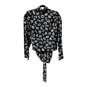 Ungaro for Neiman Marcus Vintage Kiss Print Wrap Blouse